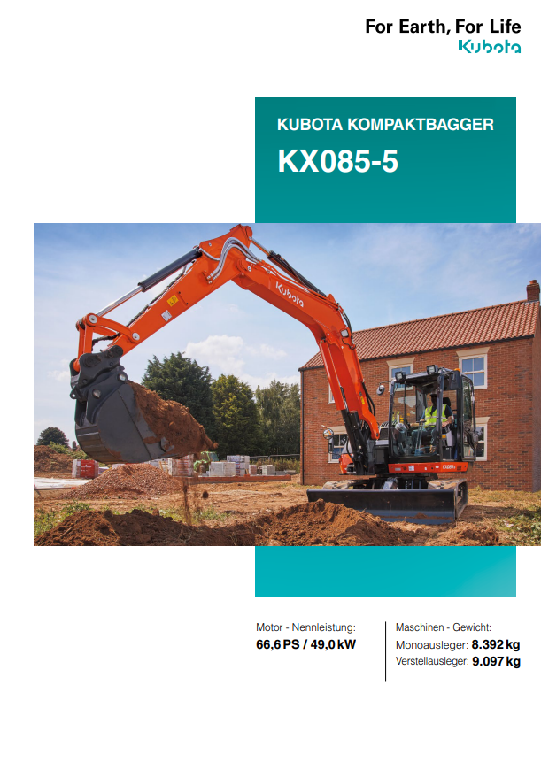 Produktblatt Kubota KX085-5